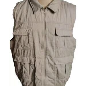 Scandia Woods Khaki Flannel VTG Lined Zip Travel Soft Vest Insulated Mens XLG TL